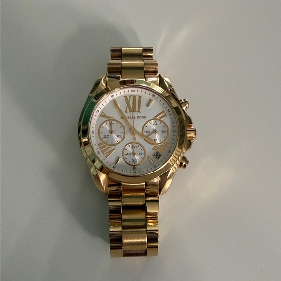 Michael Kors Accessories - Michael Kors Gold and White Chronograph Watch